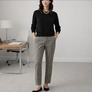 Banana Republic Black/Gray Menswear Plaid Sloan Comfy Career Trousers Sz 6